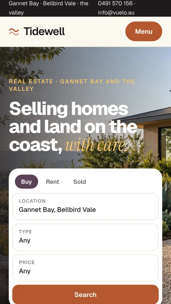 Agency website on a phone